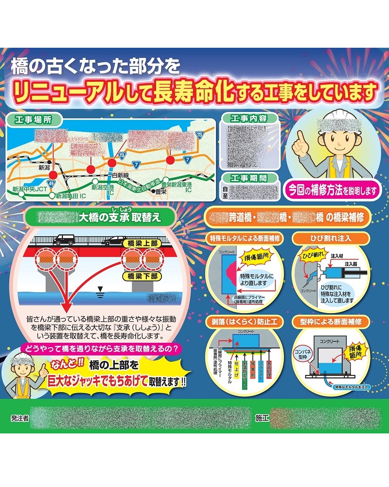 橋梁補修工事のイメージアップ看板