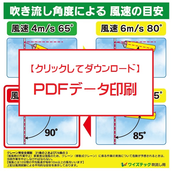 吹き流し角度による風速目安　ダウンロード